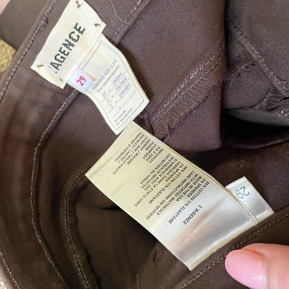 L'AGENCE Piper High Rise Skinny Jean in Espresso Coated Brown Size 29 - Picture 9 of 9